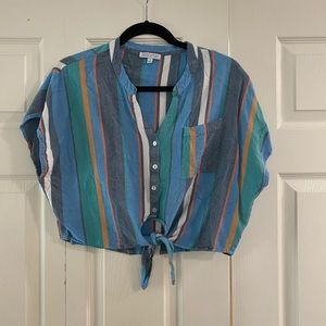 Striped button up crop top